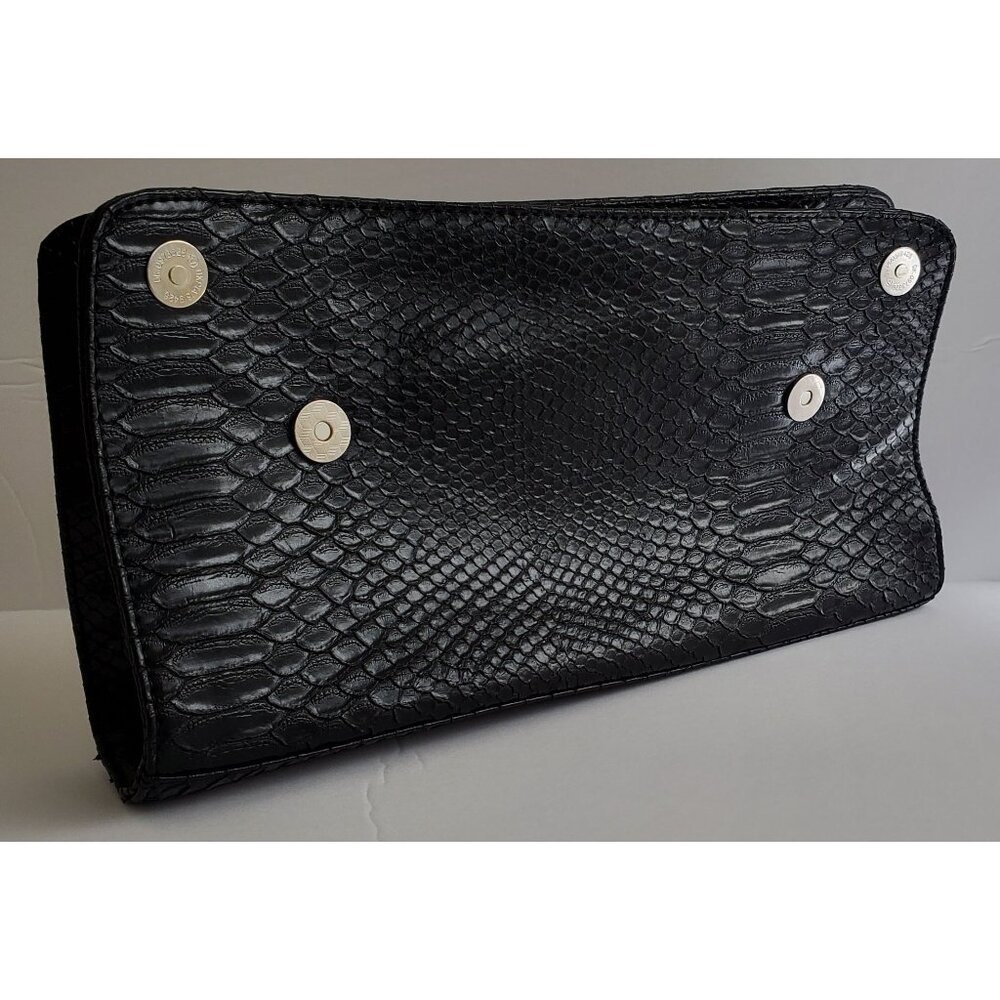 Arden B Black Brand Faux Reptile Fabric Clutch